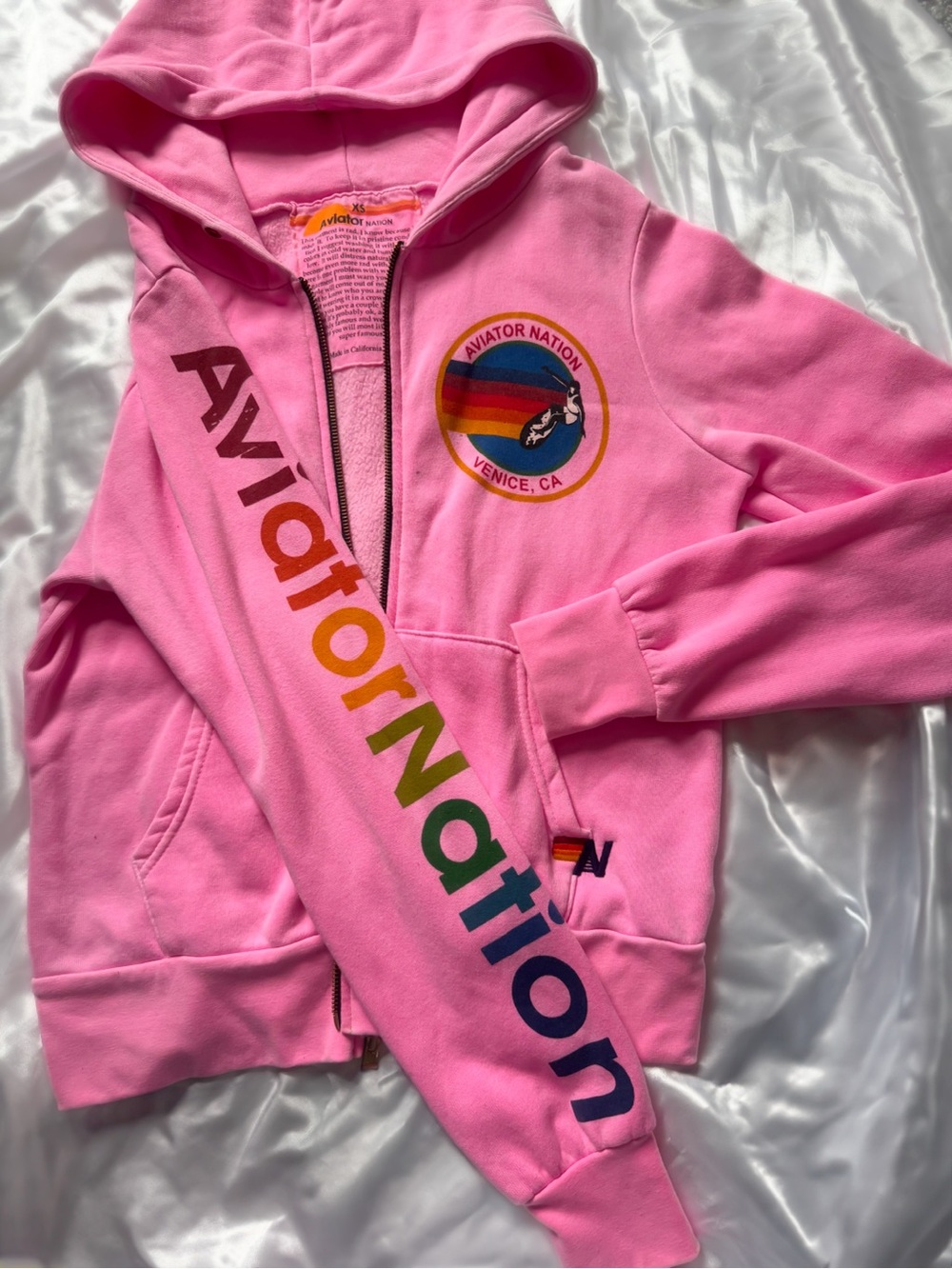 Aviator Nation Pink Venice Zip Hoodie Great Condition XS
